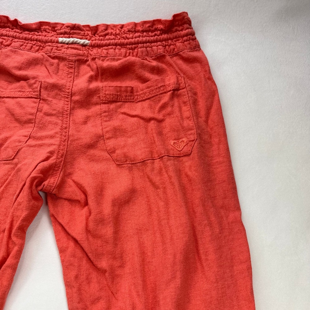 Roxy Oceanside Coral Pink Linen Blend Wide Leg Drawstring Beach Pants Womens M - Picture 4 of 16